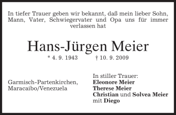 Traueranzeige von Hans-Jürgen Meier von MERKUR & TZ