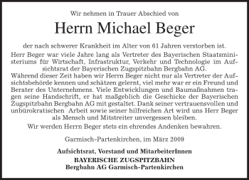 Traueranzeige von Michael Beger von MERKUR & TZ