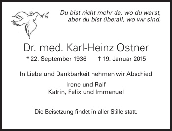 Traueranzeige von Karl-Heinz Ostner von merkurtz