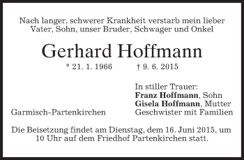 Traueranzeige von Gerhard Hoffmann von merkurtz