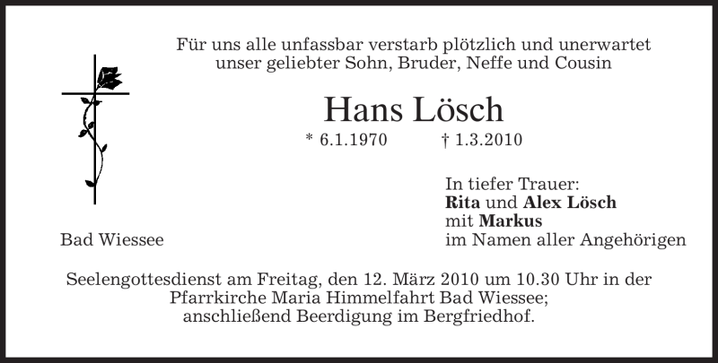  Traueranzeige für Hans Lösch vom 10.03.2010 aus MERKUR & TZ