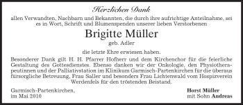 Traueranzeige von Brigitte Müller von MERKUR & TZ