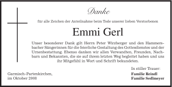 Traueranzeige von Emmi Gerl von MERKUR & TZ