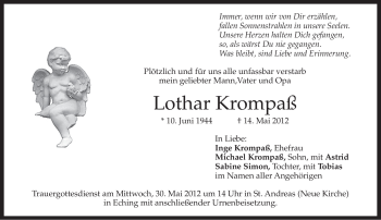 Traueranzeige von Lothar Krompaß von MERKUR & TZ