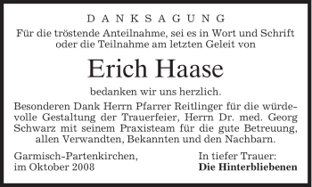 Traueranzeige von Erich Haase von MERKUR & TZ