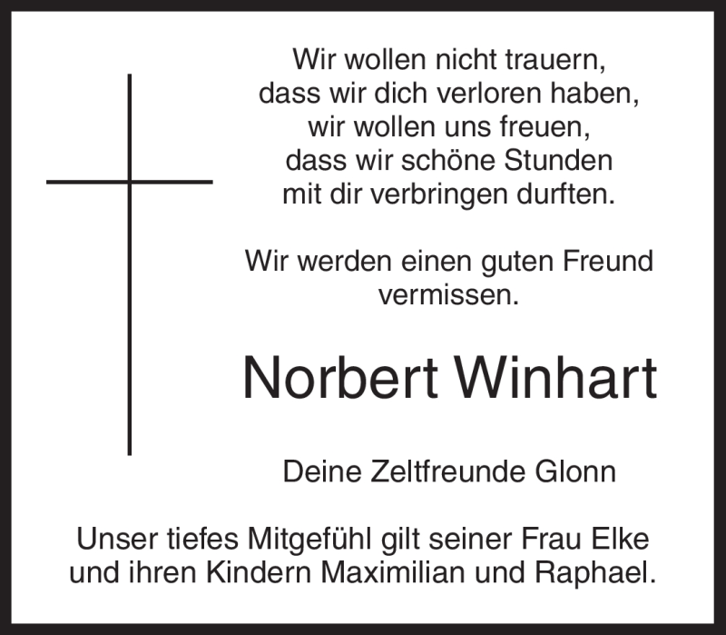  Traueranzeige für Norbert Winhart vom 30.04.2010 aus MERKUR & TZ