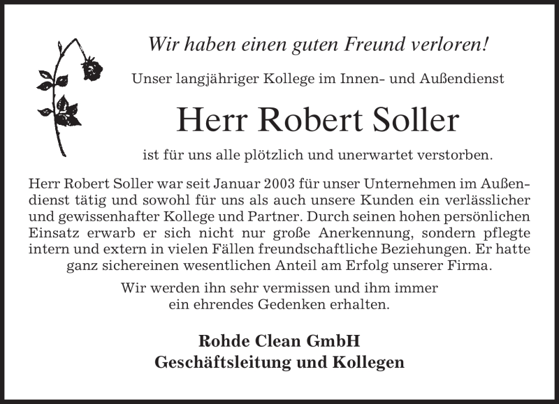  Traueranzeige für Robert Soller vom 23.09.2011 aus MERKUR & TZ