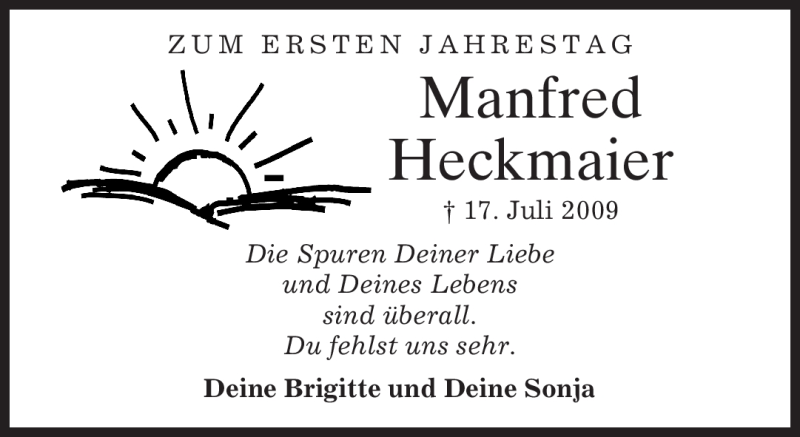  Traueranzeige für Manfred Heckmaier vom 17.07.2010 aus MERKUR & TZ