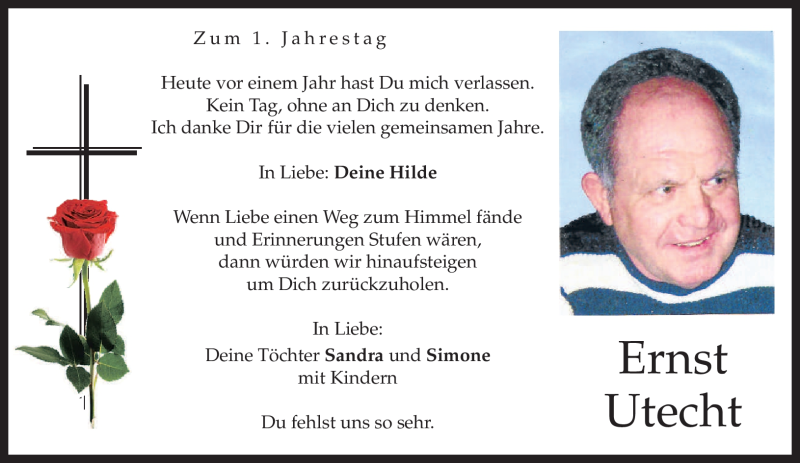  Traueranzeige für Ernst Utecht vom 14.01.2012 aus MERKUR & TZ