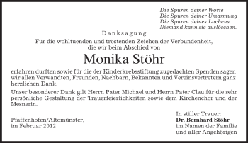 Traueranzeige von Monika Stöhr von MERKUR & TZ