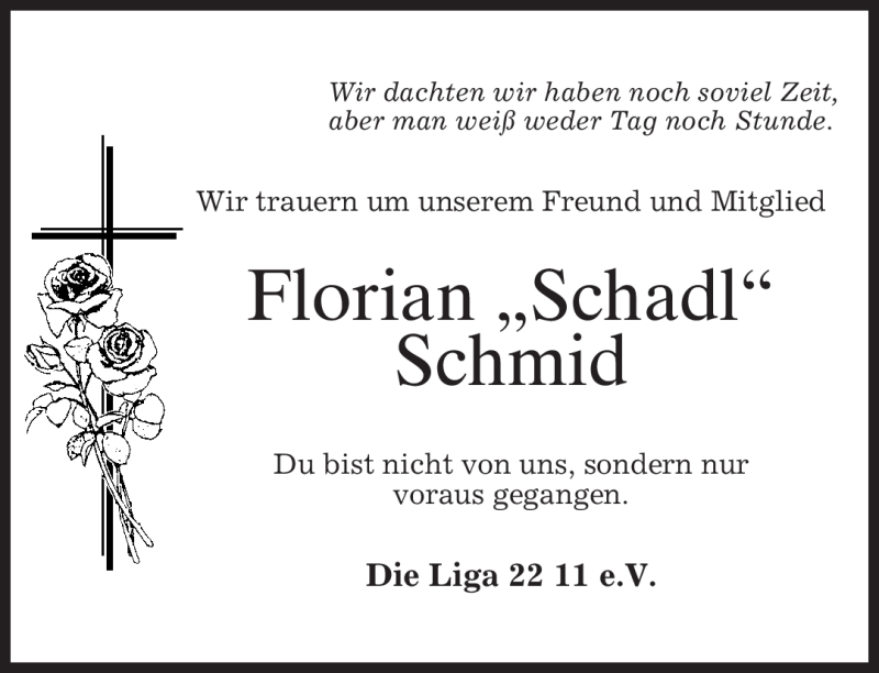  Traueranzeige für Florian Schmid vom 18.08.2009 aus MERKUR & TZ