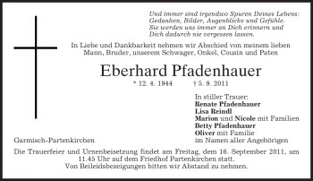 Traueranzeige von Eberhard Pfadenhauer von MERKUR & TZ