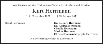 Traueranzeige von Kurt Herrmann von MERKUR & TZ