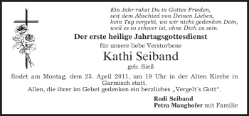 Traueranzeige von Kathi Seiband von MERKUR & TZ