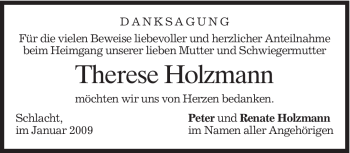 Traueranzeige von Therese Holzmann von MERKUR & TZ