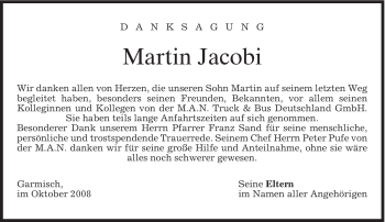 Traueranzeige von Martin Jacobi von MERKUR & TZ