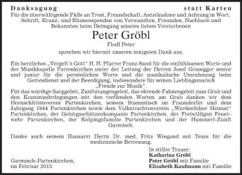 Traueranzeige von Peter Gröbl von merkurtz