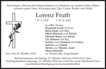 Traueranzeige von Lorenz Fruth von MERKUR & TZ