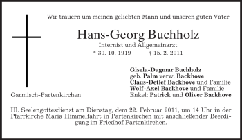 Traueranzeige von Hans-Georg Buchholz von MERKUR & TZ