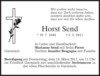Traueranzeige von Horst Send von MERKUR & TZ