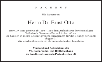 Traueranzeige von Ernst Otto von MERKUR & TZ