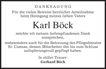Traueranzeige von Karl Böck von MERKUR & TZ
