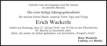 Traueranzeige von Erich Wackerle von MERKUR & TZ