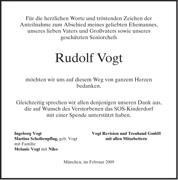 Traueranzeige von Rudolf Vogt von MERKUR & TZ