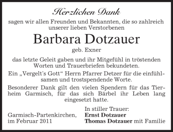 Traueranzeige von Barbara Dotzauer von MERKUR & TZ