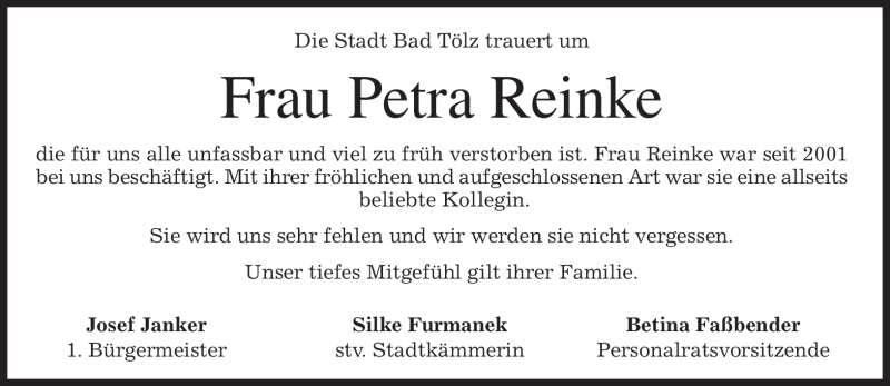  Traueranzeige für Petra Reinke vom 12.05.2012 aus MERKUR & TZ
