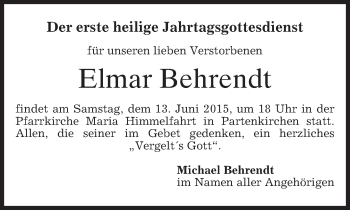 Traueranzeige von Elmar Behrendt von merkurtz