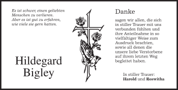 Traueranzeige von Hildegard Bigley von merkurtz