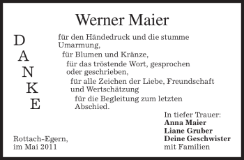 Traueranzeige von Werner Maier von MERKUR & TZ