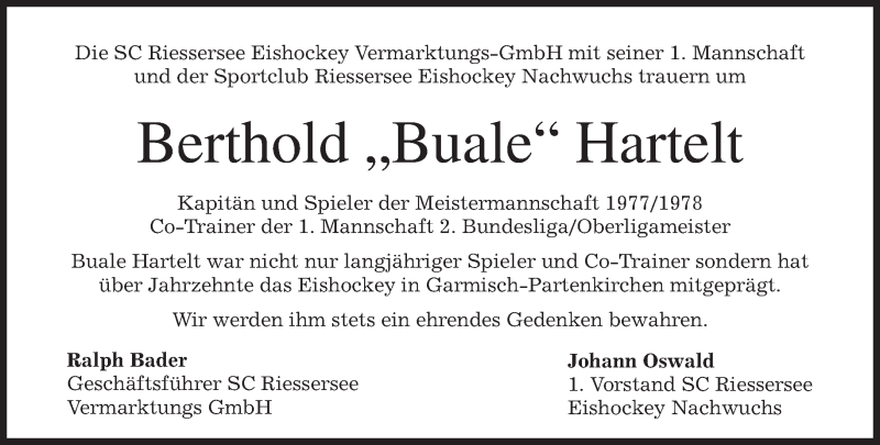  Traueranzeige für Berthold Hartelt vom 14.02.2015 aus merkurtz