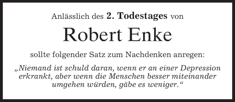  Traueranzeige für Robert Enke vom 10.11.2011 aus MERKUR & TZ