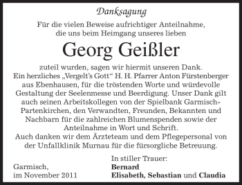 Traueranzeige von Georg Geißler von MERKUR & TZ