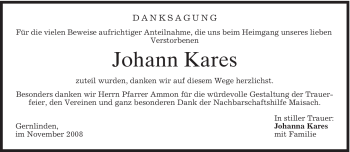 Traueranzeige von Johann Kares von MERKUR & TZ