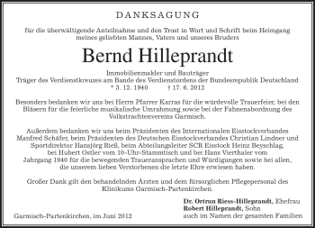 Traueranzeige von Bernd Hilleprandt von MERKUR & TZ