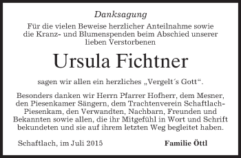 Traueranzeige von Ursula Fichtner von merkurtz