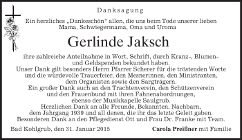 Traueranzeige von Gerlinde Jaksch von merkurtz