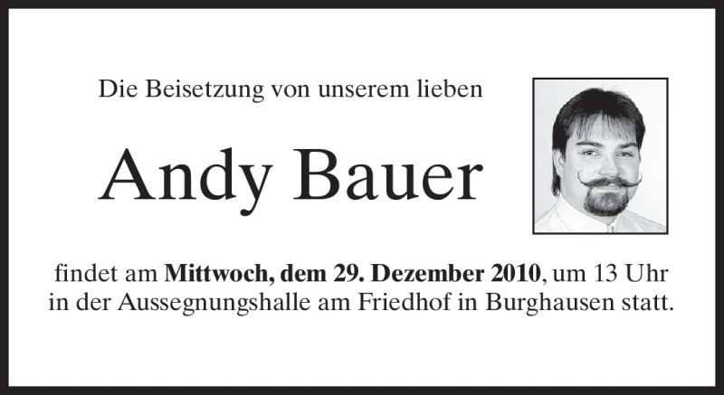  Traueranzeige für Andy Bauer vom 27.12.2010 aus MERKUR & TZ