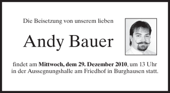 Traueranzeige von Andy Bauer von MERKUR & TZ