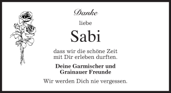 Traueranzeige von Sabi Unbekannt von MERKUR & TZ