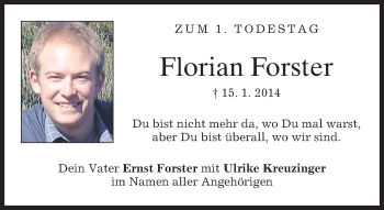 Traueranzeige von Florian Forster von merkurtz