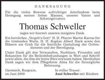 Traueranzeige von Thomas Schweller von MERKUR & TZ