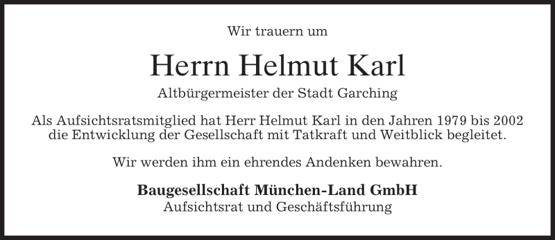  Traueranzeige für Helmut Karl vom 23.01.2012 aus MERKUR & TZ