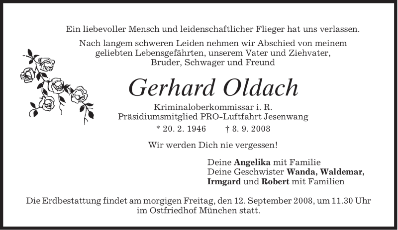  Traueranzeige für Gerhard Oldach vom 11.09.2008 aus MERKUR & TZ