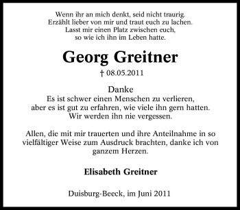 Traueranzeige von Georg Greitner von MERKUR & TZ