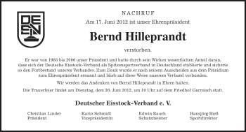 Traueranzeige von Bernd Hilleprandt von MERKUR & TZ