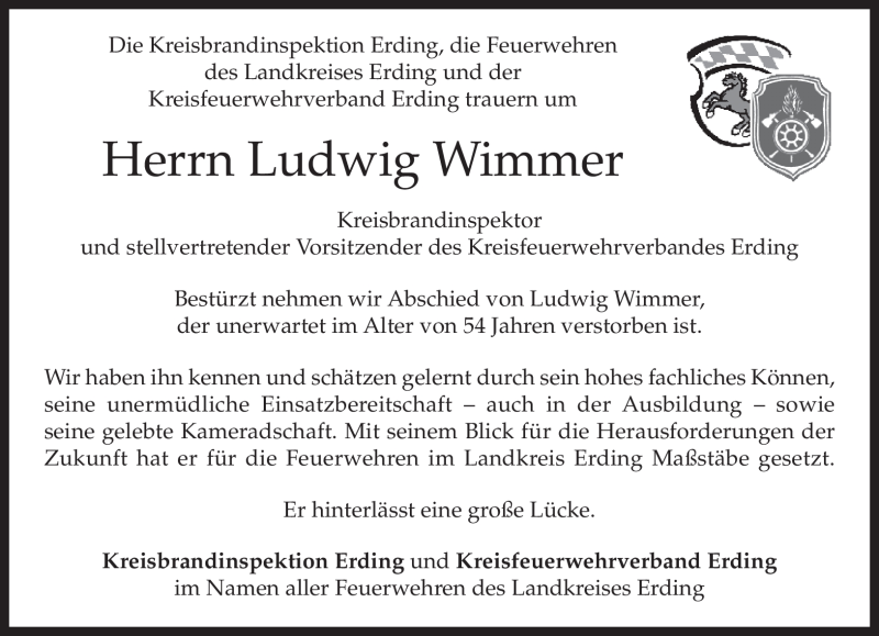  Traueranzeige für Ludwig Wimmer vom 17.08.2012 aus MERKUR & TZ